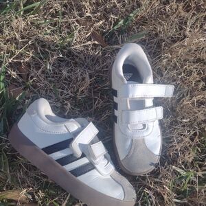 adidas Kids White and Black Velcro Sneakers